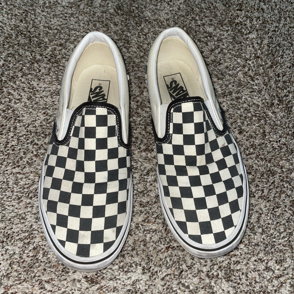 Checkered slip on vans